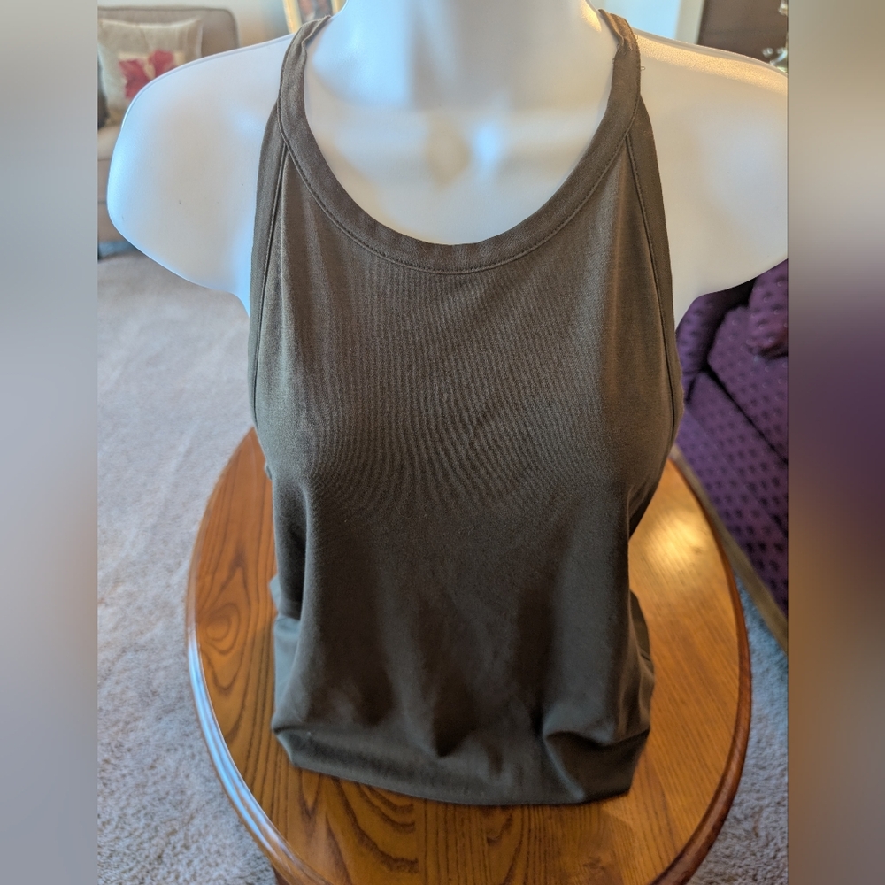 Theory Olive Green Racerback Tank Top, Size M